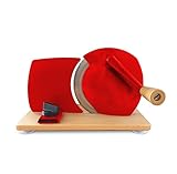 Jupiter Robot de cocina manual con manivela y placa de madera (rojo)