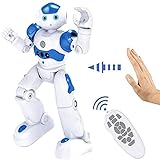 FEEE-ZC Robot de Inteligencia Artificial de Alta tecnología, Robot programable Inteligente Recargable multifunción con Controlador de Infrarrojos, Canto Educativo para niños, Juguete de Baile (Azul)