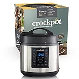 Crock-Pot CSC051X, Olla Multicooker Express para todo tipo de recetas: cocción lenta, cocción rápida a presión con varios ajustes, sellar/saltear, vapor y yogur, 5.6 litros, Neg