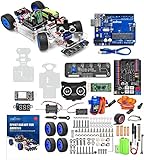 OSOYOO Smart Car para Arduino UNO | Servo Steering Rack DIY Kit | Bluetooth Mock Driving | WiFi IOT | Auto Drive | Learn C++ Programming