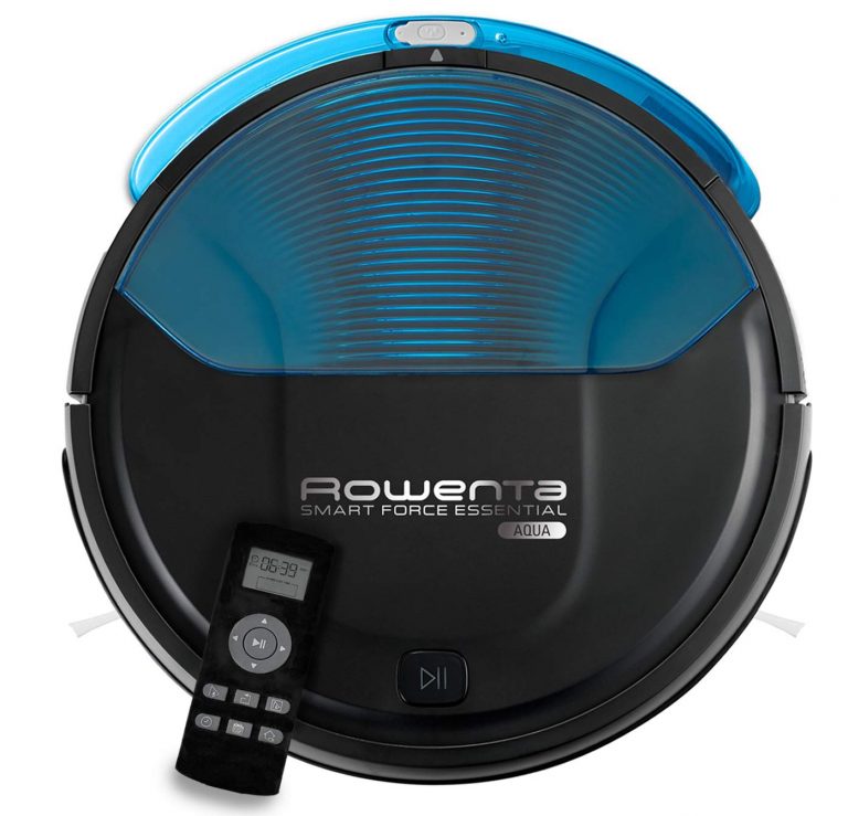 Rowenta Smart Force Essential Aqua RR6971WH - Robot aspirador 2 en 1, aspira y friega, con sensores anticaÃ­da, bateria iÃ³n-litio de 150